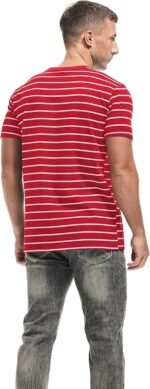 VEIISAR Men’s Crewneck Striped T-Shirt | Soft Stretch Cotton Casual Tee | Breathable Fitted Short Sleeve Fashion Shirt for Men(Bundle of 7 Products) - Image 2