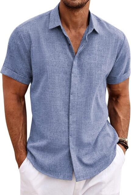 COOFANDY MEN’S CASUAL LINEN BUTTON DOWN SHIRT(Bundle of 4 Products)